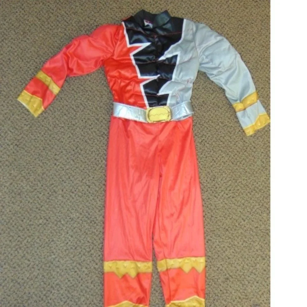 Power Rangers Dino Fury Halloween Costume 3T/4T Red Muscle Jumpsuit Boys Toddler